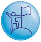 Blue icon of a hot air balloon representing 'Independence'